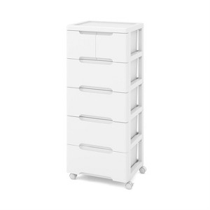 HDZNVF Rolling Storage Cabinet with Universal Wheels and 6 Drawers - 1 of 4