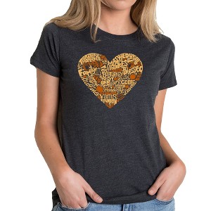 LA Pop Art Thanksgiving Heart - Women's Premium Blend Word Art T-Shirt - 1 of 4