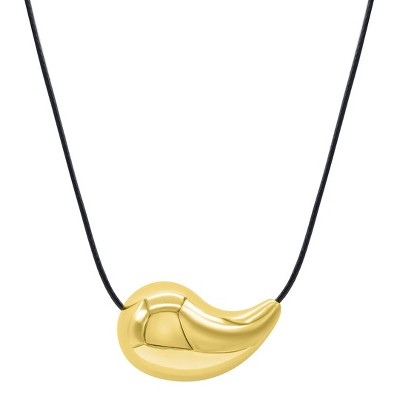 Adornia Tarnish Resistant 14k Gold Plated Adjustable Teardrop Black Chord Necklace