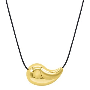 Adornia Tarnish Resistant 14k Gold Plated Adjustable Teardrop Black Chord Necklace - 1 of 4