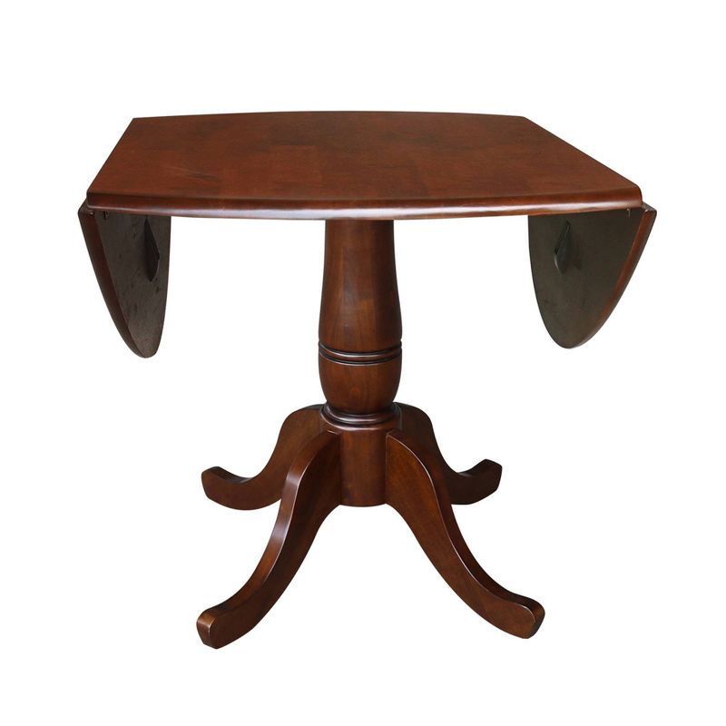 29.5&#34; Lyla Round Dual Drop Leaf Pedestal Extendable Dining Table Espresso Brown - International Concepts, 6 of 10