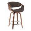 Fixed Fabric Mid-Century Modern Swivel Counter Stool with Curved Wood Armrests for Home Kitchen or Bar (Set of 2) - 2 of 4