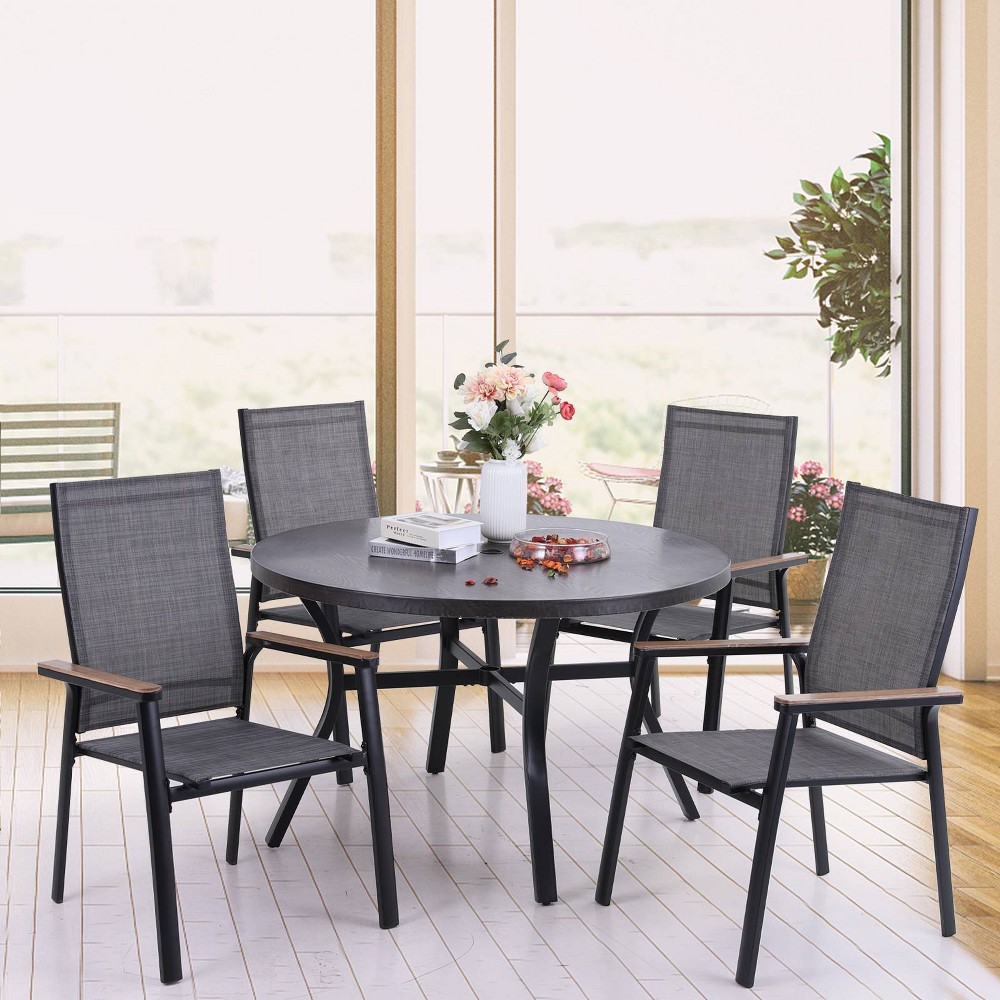 5pc Patio Set with Steel Table with 2