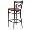 Emma and Oliver 2 Pack Clear Coated "X" Back Metal Restaurant Barstool - 3 of 4