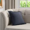 20" X 20" Dark Blue And White 100% Cotton Abstract Zippered Pillow - 2 of 4