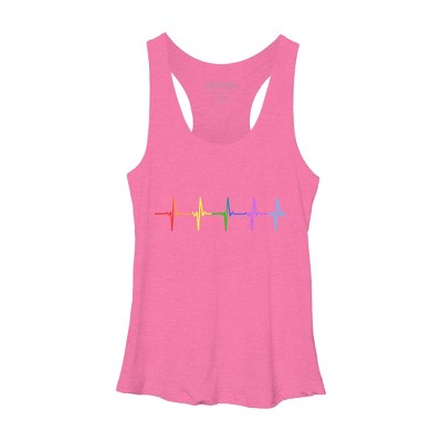 Adult Design By Humans Pride Rainbow Heartbeat By Thingsandthings Racerback Tank Top