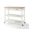 HomeStock  Wood Top Kitchen Prep Rolling Cart, Microwave Stand, Coffee Bar, with Shelves and Drawers, White - 2 of 4