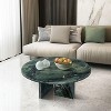 PAGED Modern Luxury Natural Marble Round Coffee Table for Living Room,Stylish Desigh Real Marble Center Table Tea Table End Table - 2 of 4