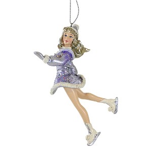 Kurt S. Adler 5.0 Inch Periwinkle Skating Girl Ornament Figure Skater Performance Tree Ornaments - 1 of 3