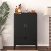 TiramisuBest Modern Wine Bar Cabinet,Liquor Storage Credenza,Sideboard with Wine Racks & Stemware Holder - 2 of 4