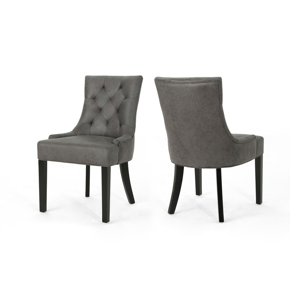 Photos - Chair Set of 2 Hayden Traditional Microfiber Dining  Slate - Christopher Kn