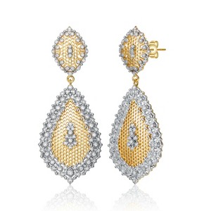 Guili Rhodium and 14K Gold Plated Cubic Zirconia Drop Earrings for Elegant Sparkling Look, Perfect Jewelry for Everyday or Special Occasions - 1 of 3