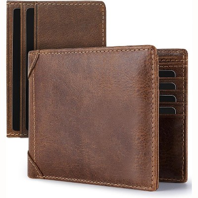Paaaawaters Mens Wallet Rfid Blocking Leather Wallet for Men Bifold Wallets with 1 ID Window 13 Card Holders