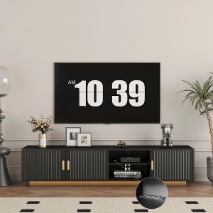 INFURNIC TV Stands and Consoles Mid-Century Entertainment Center, Media Cabinet with Storage for Living Room Bedroom, Black, 69.68"*19.68"*5.7" - 1 of 4