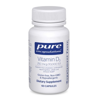Pure Encapsulations Vitamin D3 250 mcg (10,000 IU) - Supports Bone, Joint, Breast, Heart, Colon & Immune Health - Premium Vitamin D