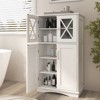 Tangkula Bathroom Floor Cabinet Storage Cabinet w/ 2 Glass Doors 3-Level Adjustable Shelves Anti-toppling Design - 2 of 4