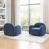 SEYNAR Modern Teddy Upholstered 360 Degree Swivel Armchair with Metal Base Set of 2 - 3 of 4