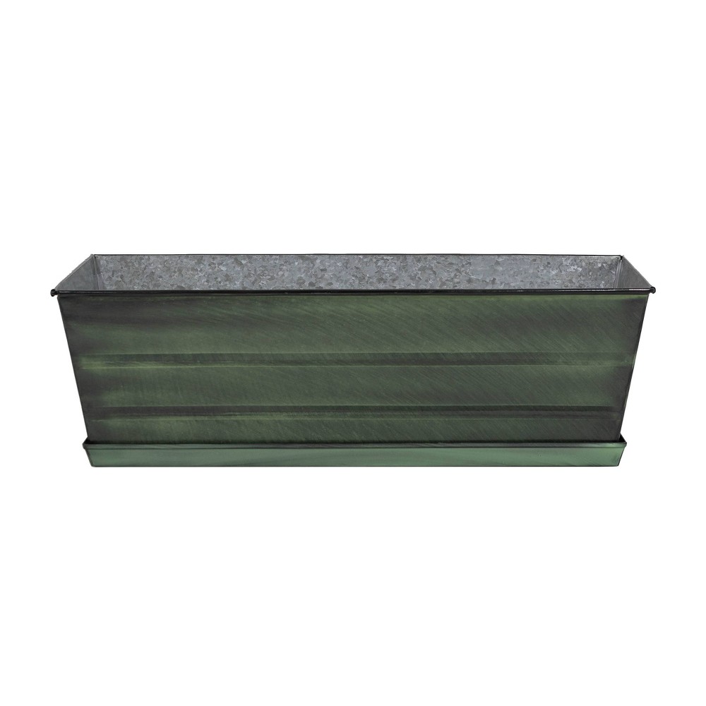 Achla Designs Galvanized Rectangular Steel Outdoor Planter Stand Green 10"x24"x8"
