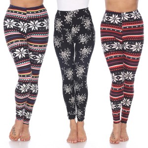 Women's Pack of 3 Leggings - One Size Fits Most - White Mark - 1 of 1