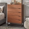 Noble 5 Drawers Chest Walnut - Buylateral: Sturdy Particleboard, Black Metal Legs, Space Savers - 2 of 4