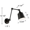 360 Lighting Mendes Industrial Modern Swing Arm Wall Lamps Set of 2 Black Hardwire Light Fixture Adjustable Metal Shade for Bedroom Bedside Reading - 4 of 4