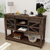 OKD 46" Farmhouse Console Table w/Sliding Barn Doors & Adjustable Storage Shelf - 2 of 4
