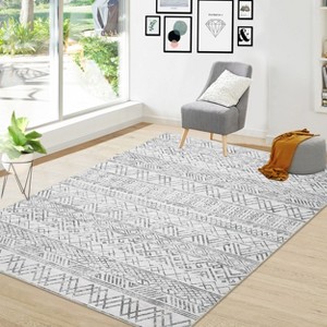Boho Machine Washable Area Rug Modern Geometric Non-Slip Accent Rug Farmhouse Carpet - 1 of 4