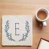 Personalization Mall Farmhouse Floral Personalized Letter Tumbled Stone Coaster Set - 3 of 4