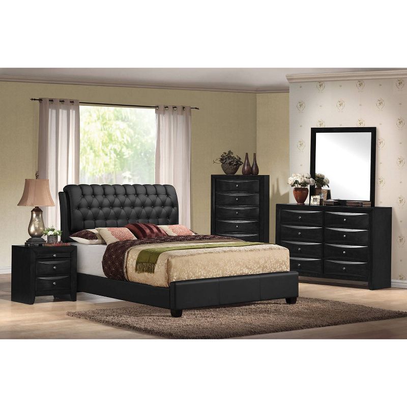 Queen Ireland II Bed Black Faux Leather - Acme Furniture, 6 of 7