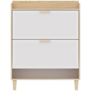 GlasFlength Shoe Racks Nordic Style Flip Door Cabinet with Solid Wood Legs Simple Design for Living Entryway Storage, White, 31.5"*9.45"*41.34" - 1 of 4