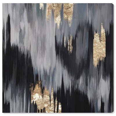 12" x 12" Gold Fall Abstract Unframed Canvas Wall Art in Black - Oliver Gal