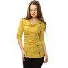 Allegra K Women's Cowl Neck Long Sleeves Buttons Decor Solid Ruched Top - 2 of 4