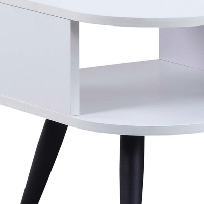 White and Black Rectangular Wood and Metal Coffee Table with Storage
