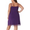 Agnes Orinda Women's Plus Size V Neck Adjustable Spaghetti Strap Mesh Panel Hem Sleeveless Nightgowns - 4 of 4