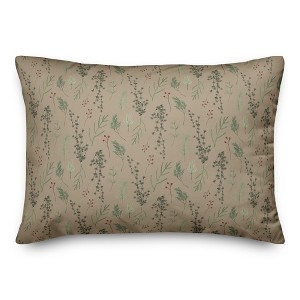 Creative Products Pine Greenery on Brown 20 x 14 Spun Poly Pillow - 1 of 3
