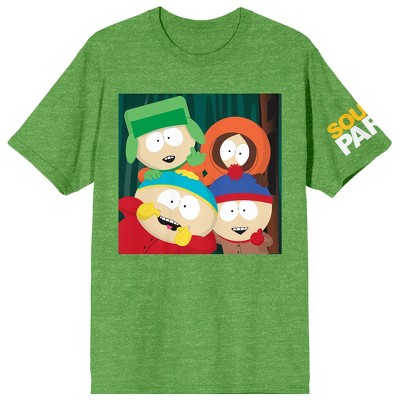 Southpark Group Overlay Art Women's Green Heather Short Sleeve Tee : Target