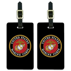 Marines USMC Emblem Black Yellow Red Officially Licensed Luggage ID Tags Set of 2 - 1 of 4