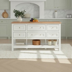 Walker Edison Free-Standing Kitchen Island with 6 Drawers : Target