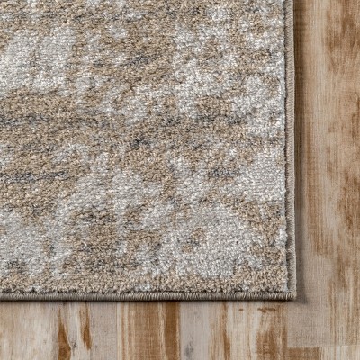 Beige Abstract Synthetic 8' x 10' Oval Area Rug