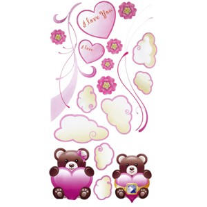Slickblue Twin Bear Wall Decals 13" x 23.5" - Cute Bear Vinyl Stickers for Kids' Room & Bedroom Decor - 1 of 3