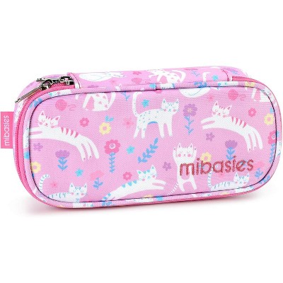 Fmeida Girls Pencil Case for Kids, Multi-Slot Pencil Pouch, Pink Blue Rainbow