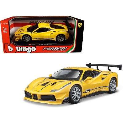 Ferrari 488 Challenge #25 Yellow with Blue Stripes "Ferrari Racing" 1/24 Diecast Model Car by Bburago