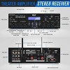 Pyle 200W Bluetooth Stereo Amplifier Receiver—Compact Home Theater System with UHF Wireless Microphone—Black - 2 of 4