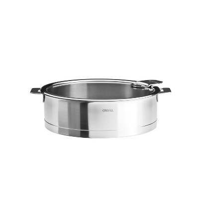 Cristel Strate Stainless Steel 5.5 Quart Saute Pan with Flat Glass Lid