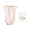 Hudson Baby Infant Girl Cotton Sleep and Play, Bodysuit and Bandana Bib Set, Soft Painted Floral - 3 of 4