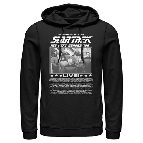 Men s Star Trek The Next Generation Concert Poster Pull Over Hoodie Black 2X Large