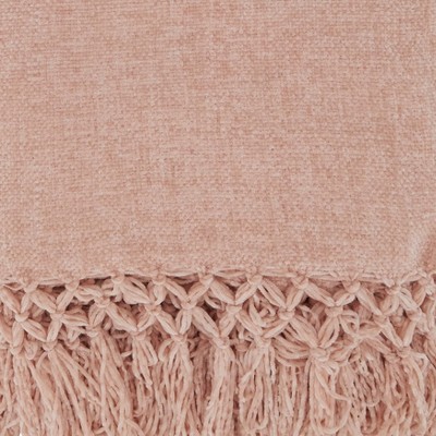 Blush Knotted Chenille Throw Blanket with Tassels