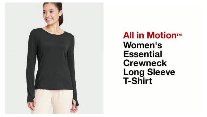 Women's Essential Crewneck Long Sleeve T-Shirt - All In Motion™, 2 of 4, play video