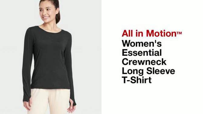 Women's Essential Crewneck Long Sleeve T-Shirt - All In Motion™, 2 of 6, play video