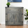 HomeRoots 32" Light Brown Wood Accent Cabinet With Two Doors And One Drawer - 2 of 4